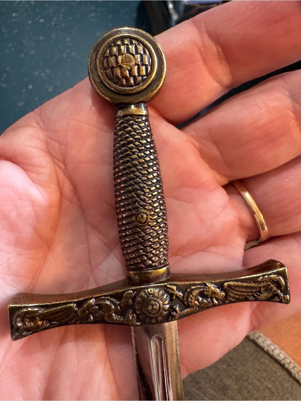 Excalibur, gold tone, vintage letter opener, sword- Gold Tone